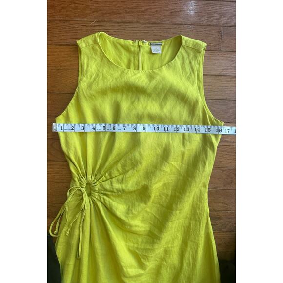 Magaschoni 100% Linen Cut Out Yellow Dress Size 2 - Picture 8 of 14